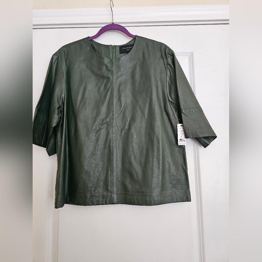 Equipment Olive Genuine Leather Top, Size Xl